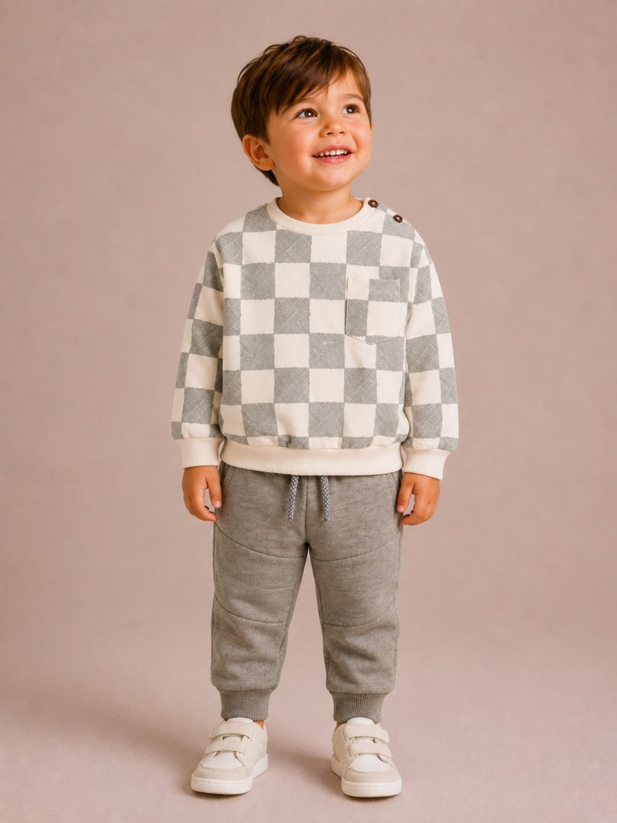 Boys Checked Sweatshirt and Joggers Set