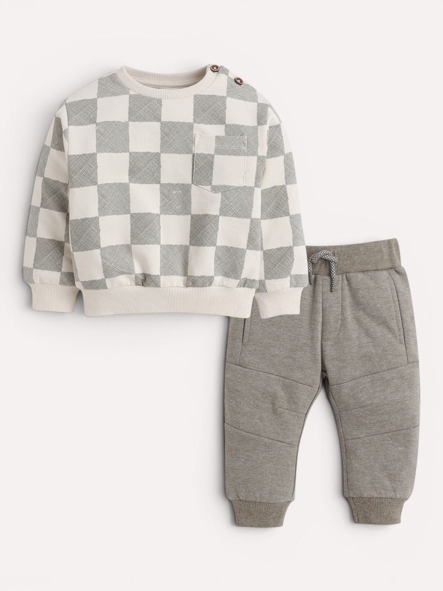 Boys Checked Sweatshirt and Joggers Set