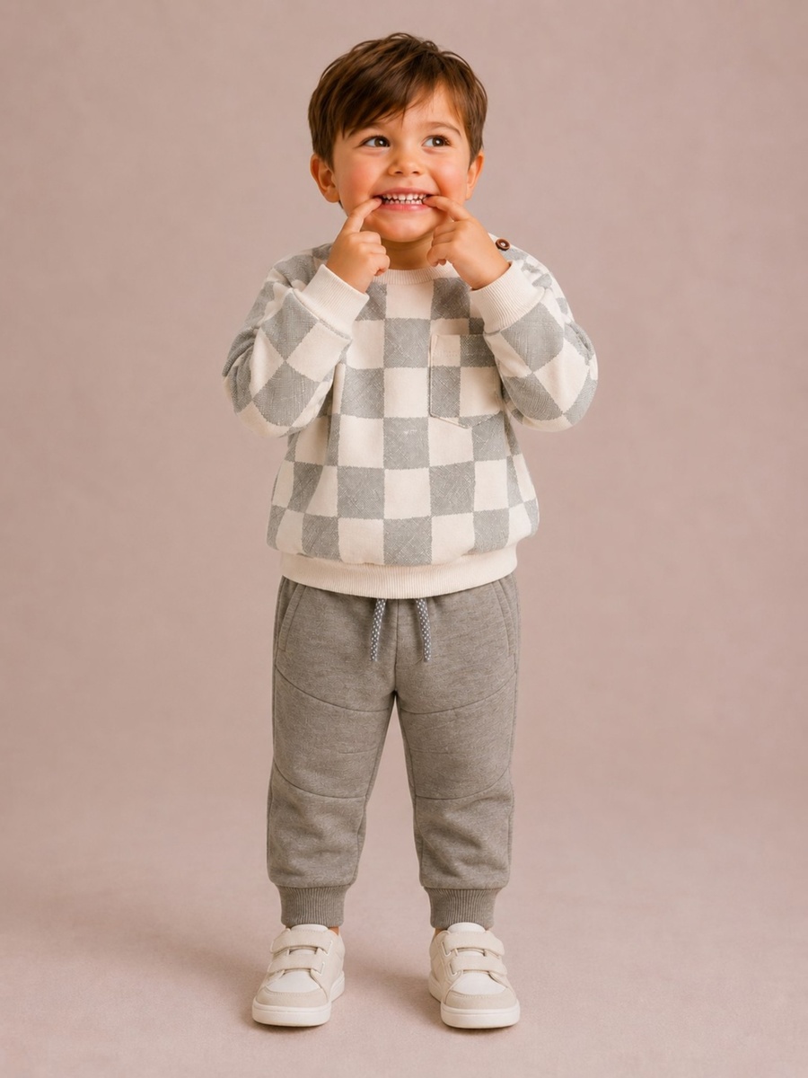 Boys Checked Sweatshirt and Joggers Set