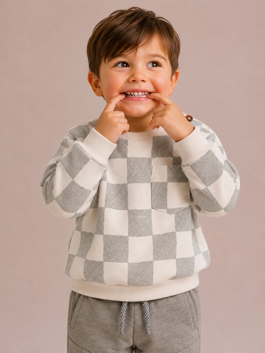 Boys Checked Sweatshirt and Joggers Set