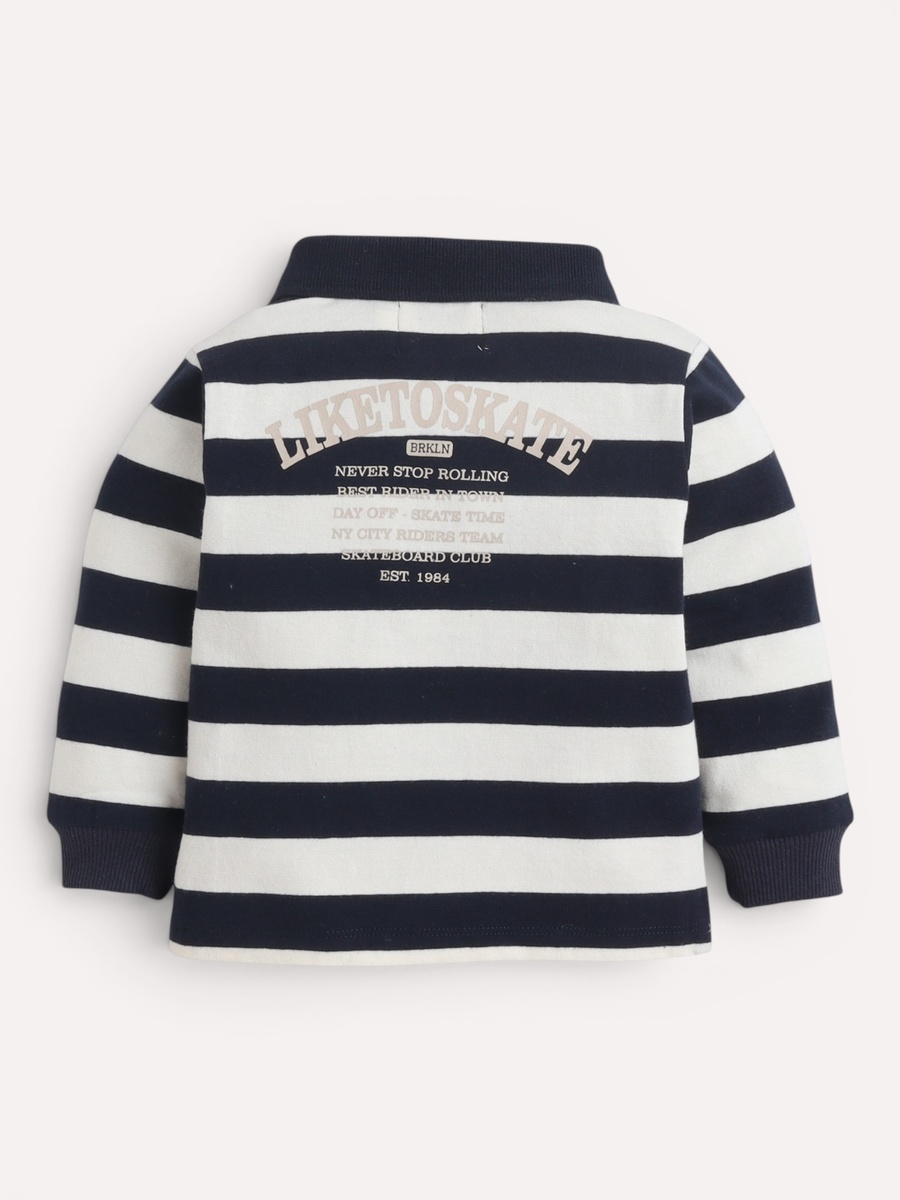 Boys Striped Collared Long-sleeve and Joggers Set