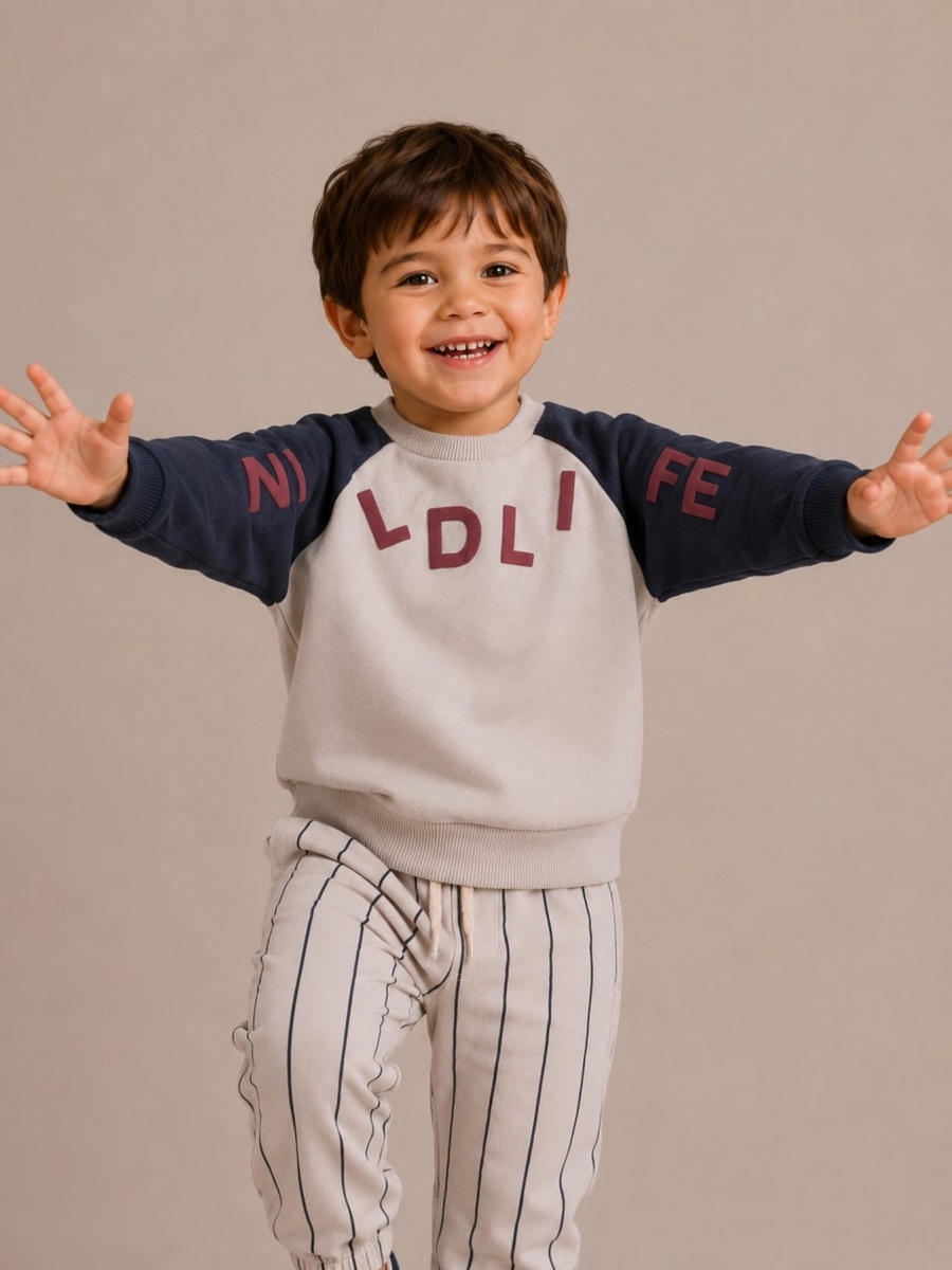 Boys Graphic Sweatshirt and Striped Joggers Set