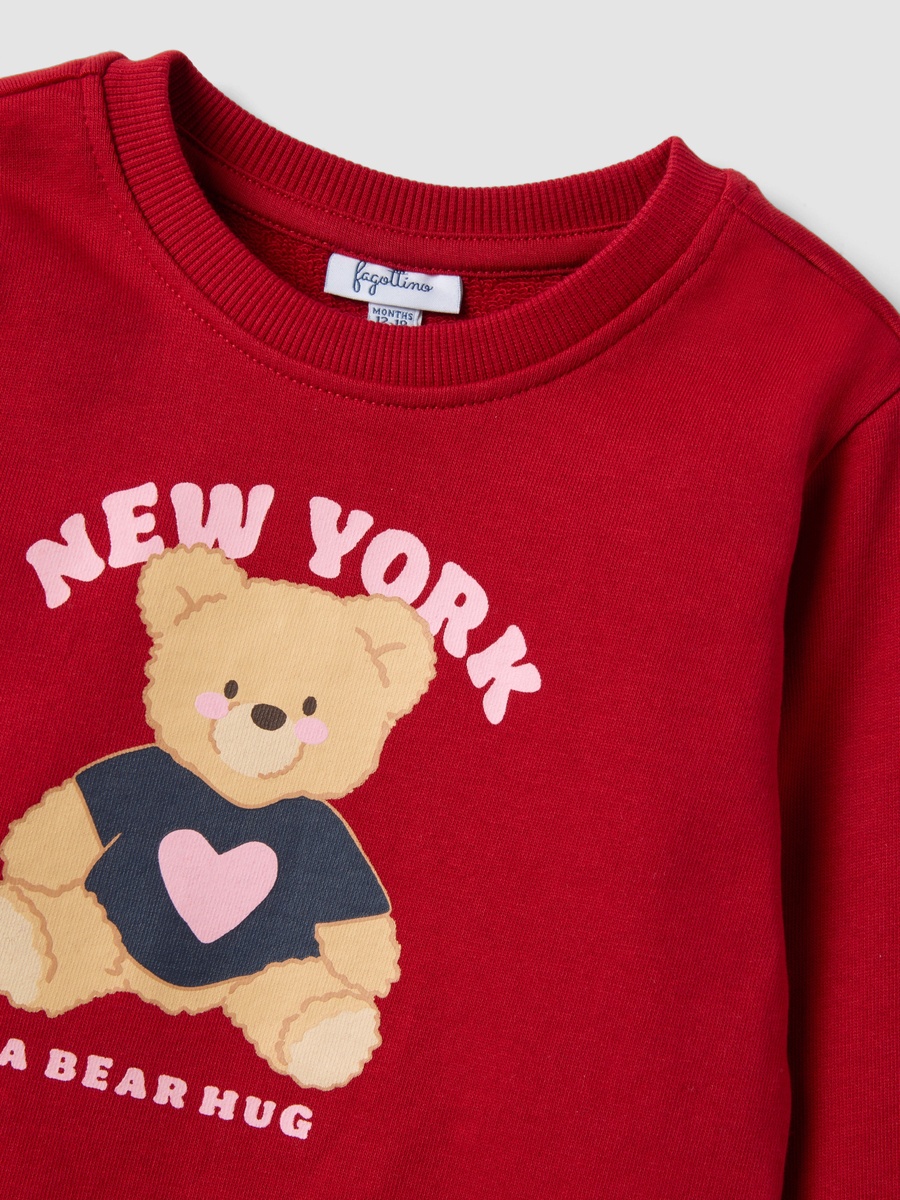 Baby Girls Pure Cotton Teddy Bear Print Sweatshirt