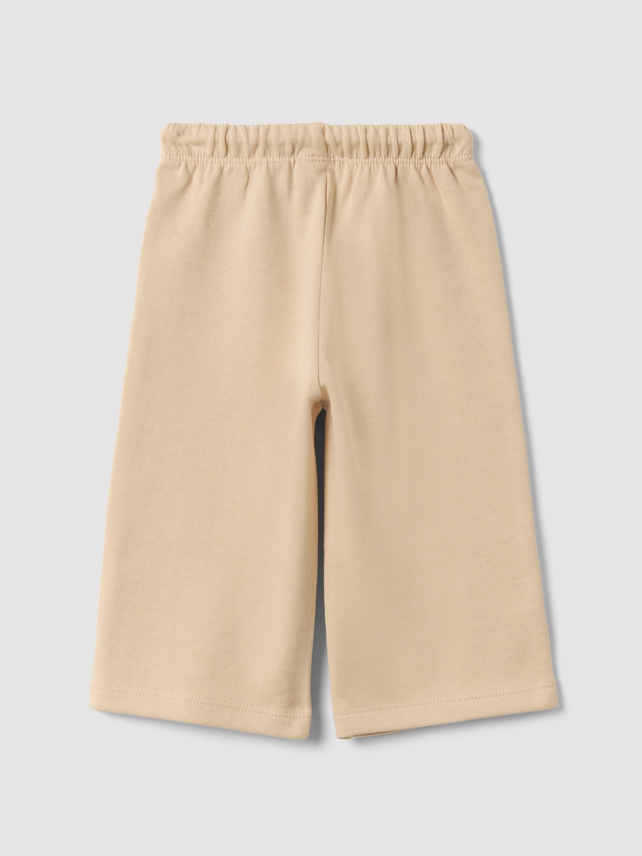 Baby Girls Beige Pure Cotton Wide Leg Joggers