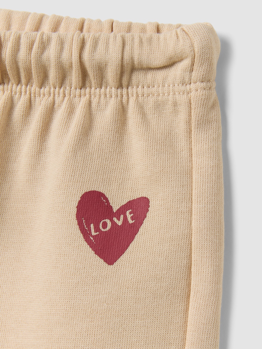 Baby Girls Beige Pure Cotton Wide Leg Joggers
