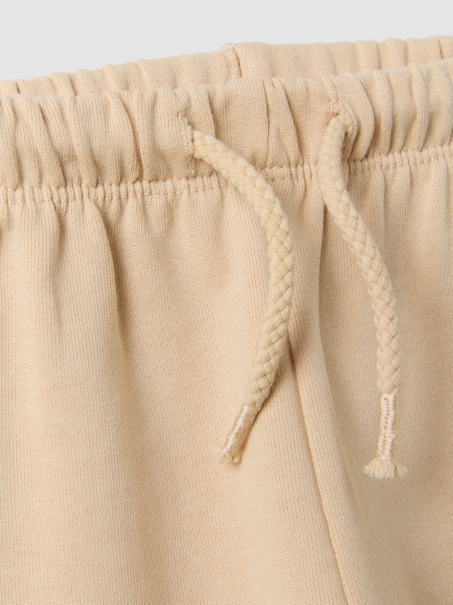 Baby Girls Beige Pure Cotton Wide Leg Joggers