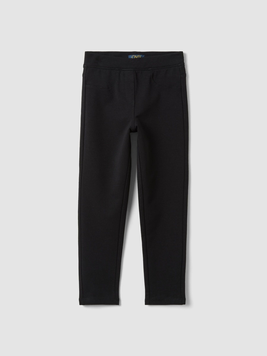 Girls Black Slim-Fit Stretch Organic Cotton Treggings
