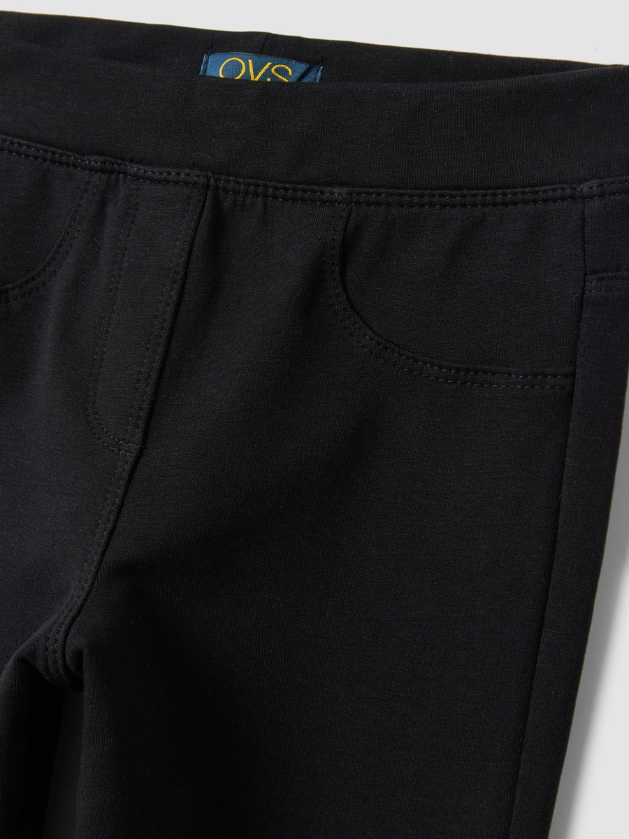 Girls Black Slim-Fit Stretch Organic Cotton Treggings