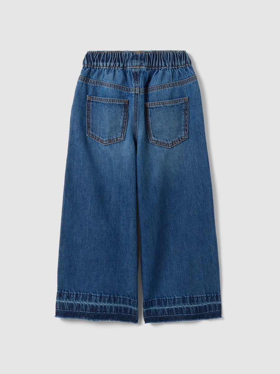 Girls Blue Wide Leg Jeans In Stretch Cotton Viscose