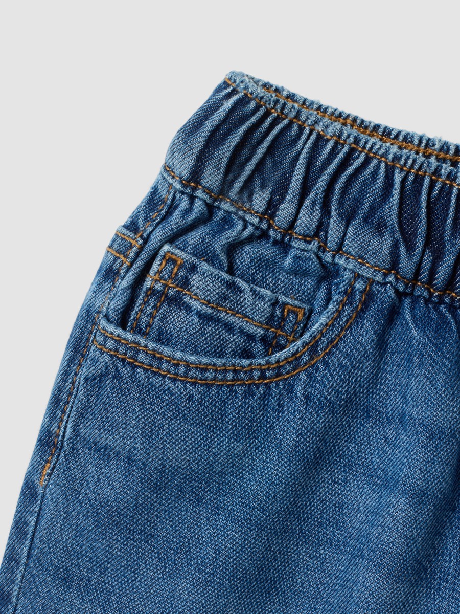 Girls Blue Wide Leg Jeans In Stretch Cotton Viscose
