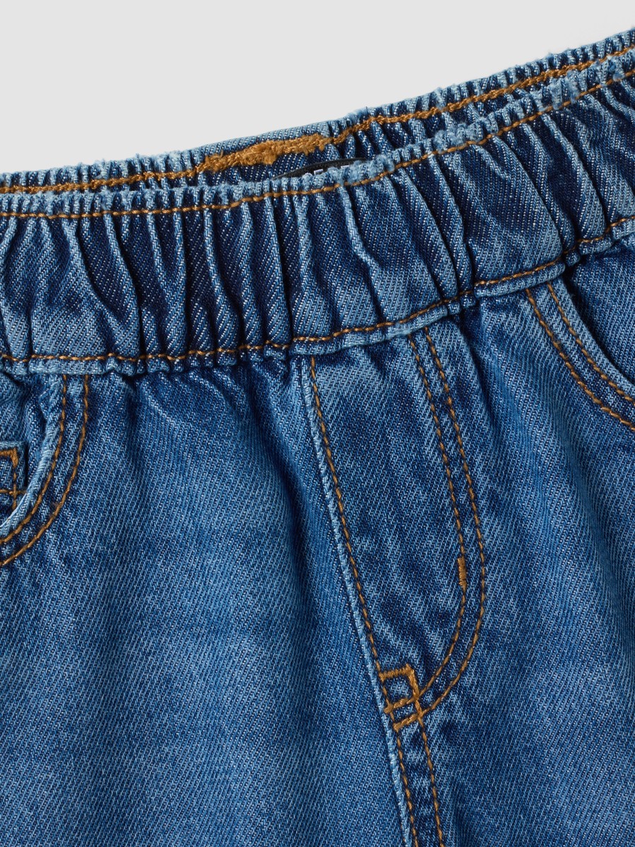 Girls Blue Wide Leg Jeans In Stretch Cotton Viscose