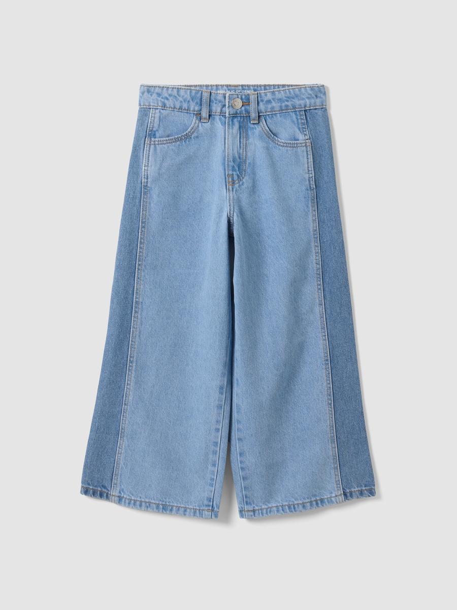 Girls Light Blue Wide Leg Pure Cotton Jeans