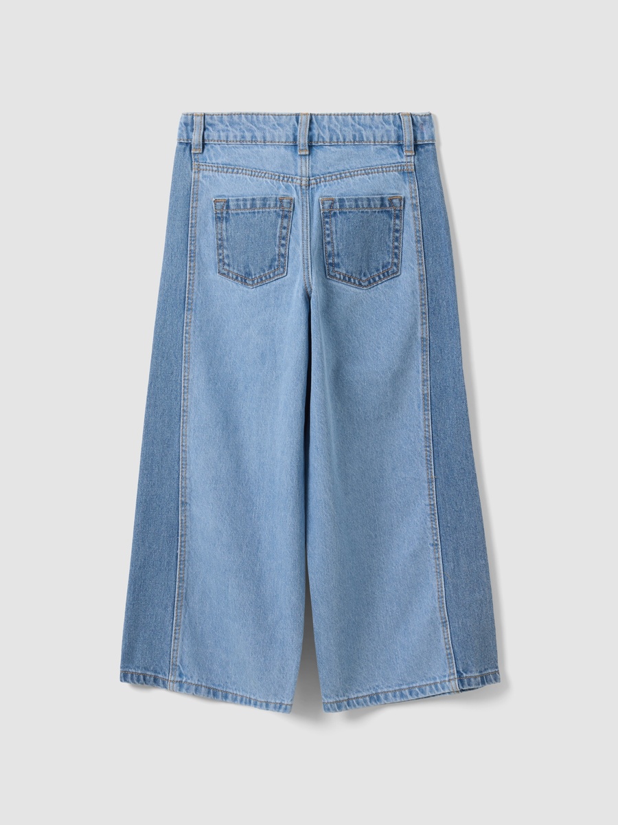 Girls Light Blue Wide Leg Pure Cotton Jeans