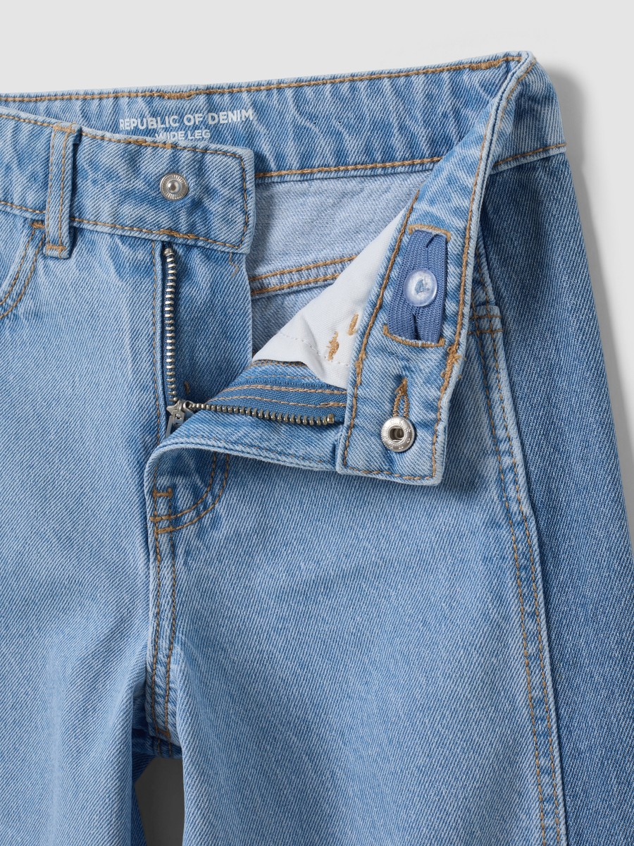 Girls Light Blue Wide Leg Pure Cotton Jeans