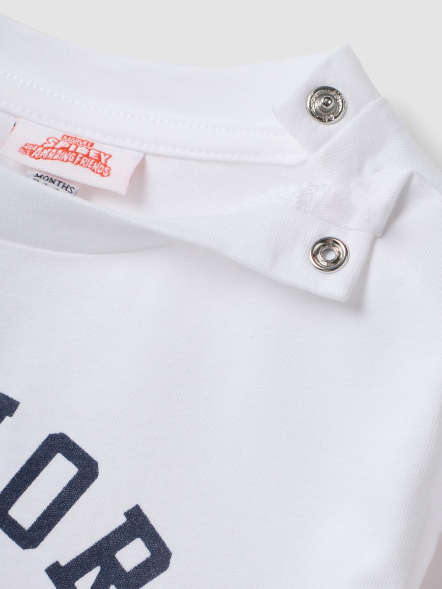 Boys White Long Sleeve Pure Cotton T-Shirt With Spidey Print