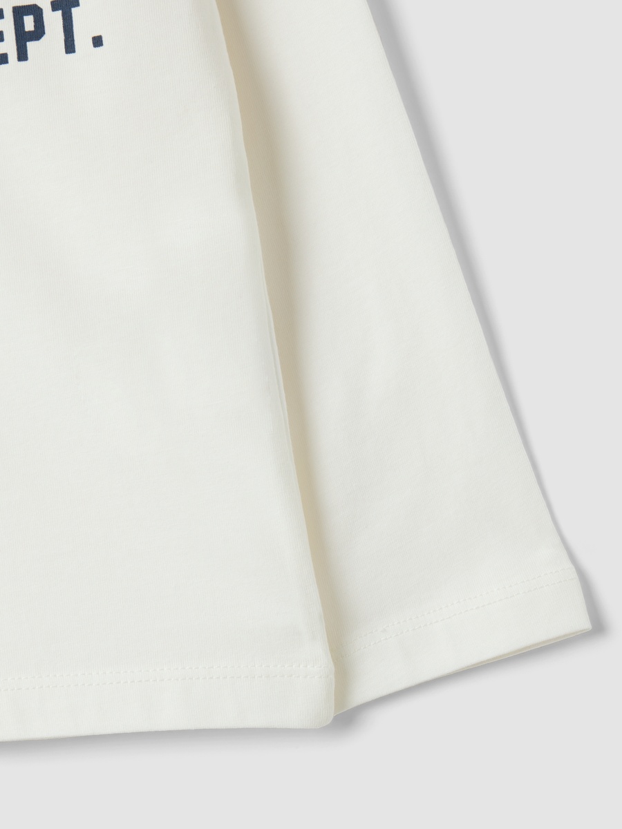Boys Off White Organic Cotton T-Shirt With College Print