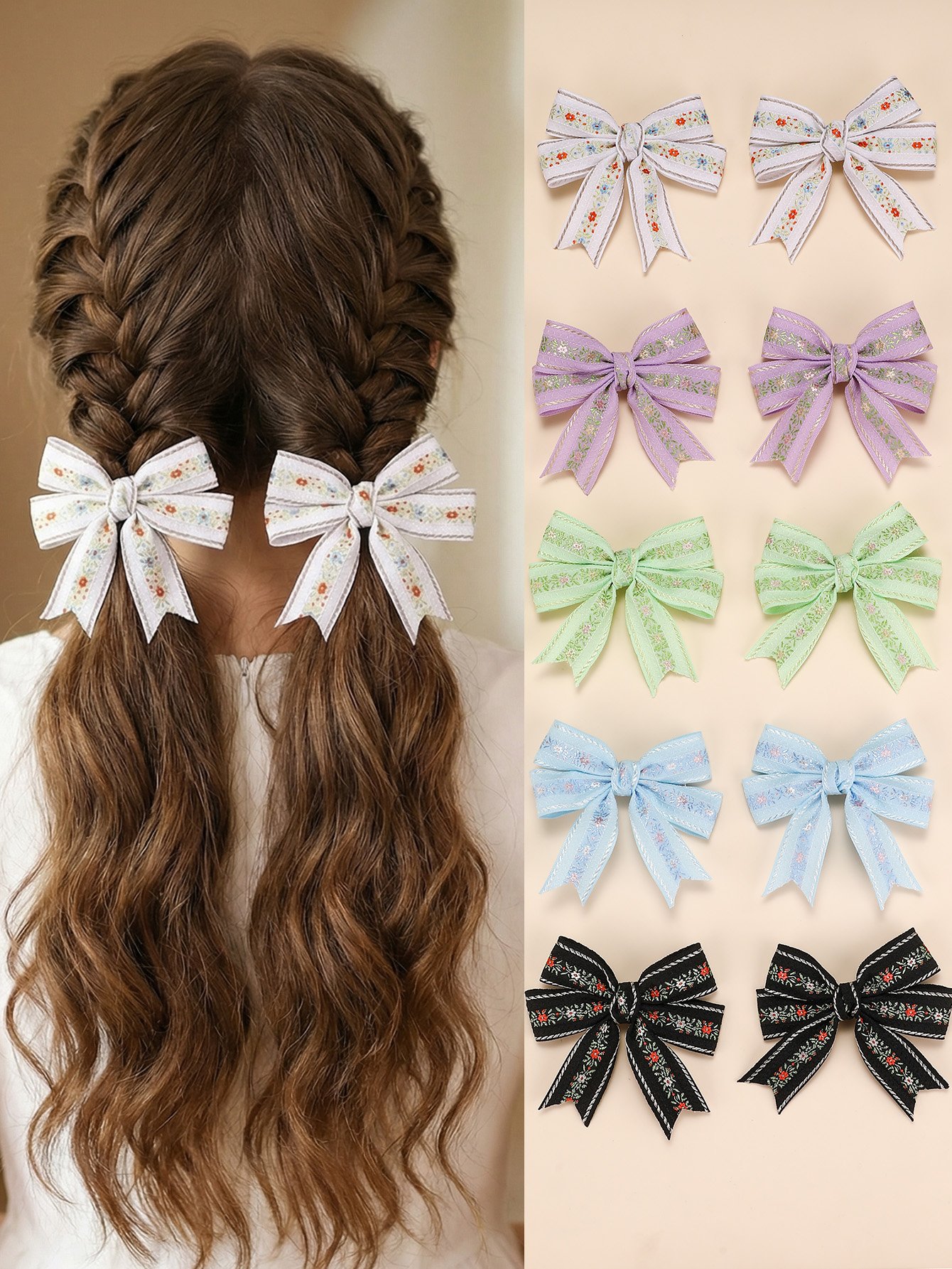 10-Piece Color Block Hair Accessories