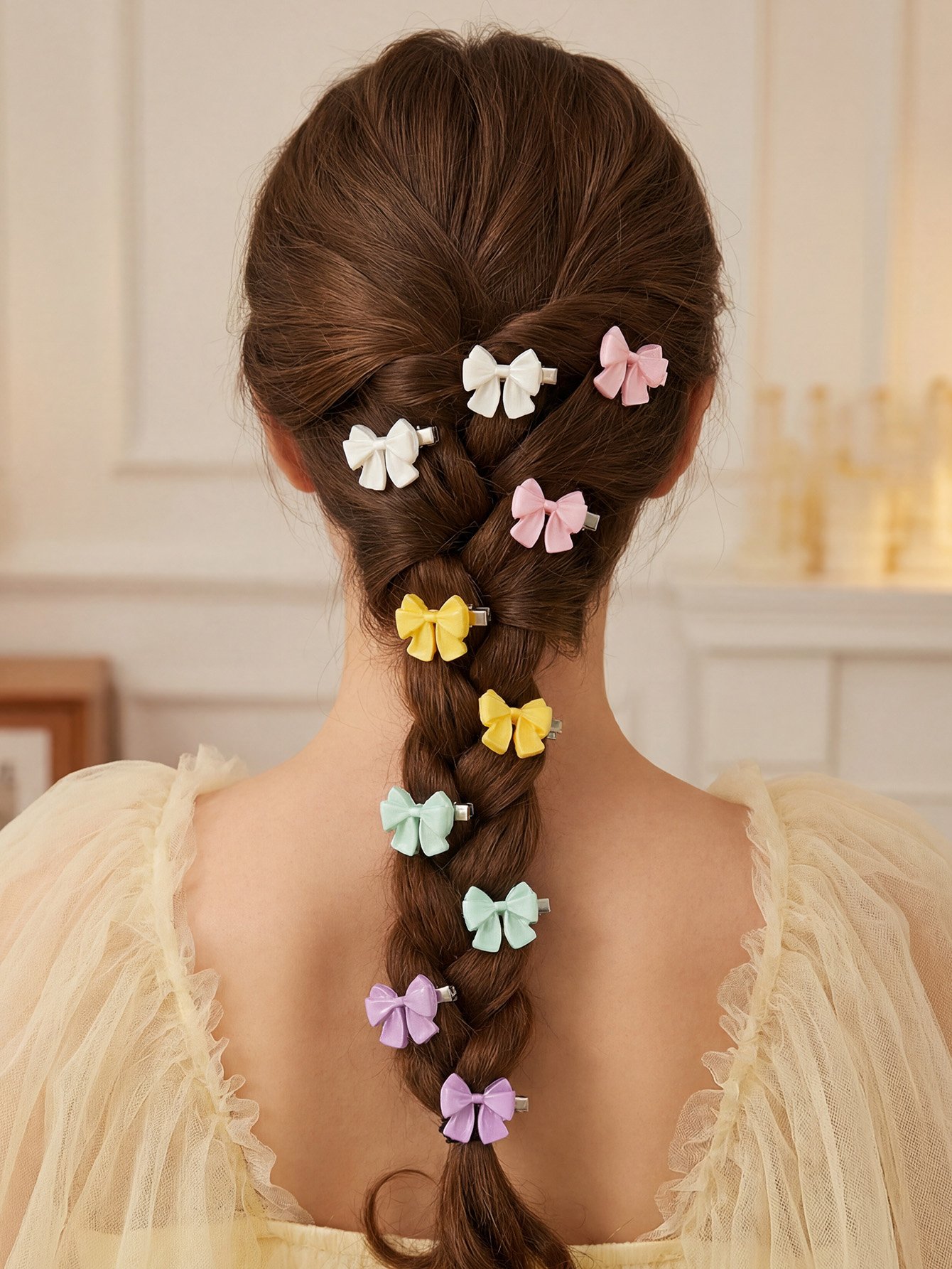 20-Piece Color Block Bow Hairpin Set