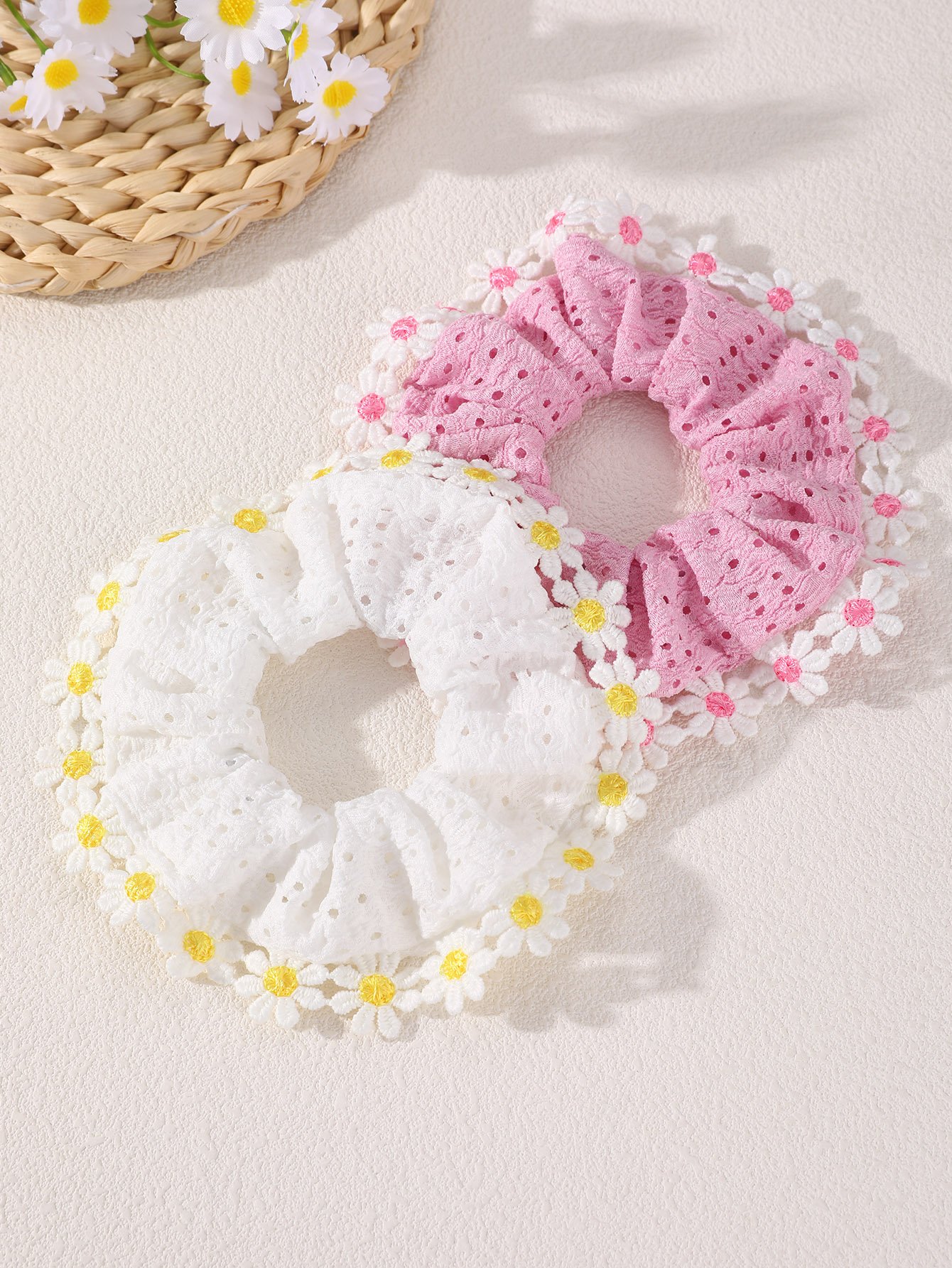 2-Piece Color Block Daisy Hair Tie Set