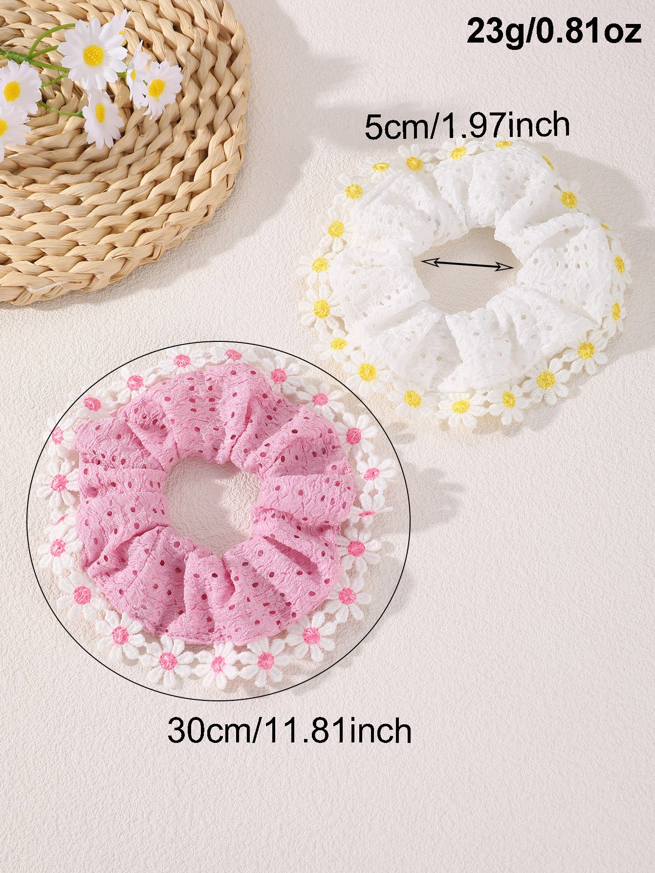 2-Piece Color Block Daisy Hair Tie Set