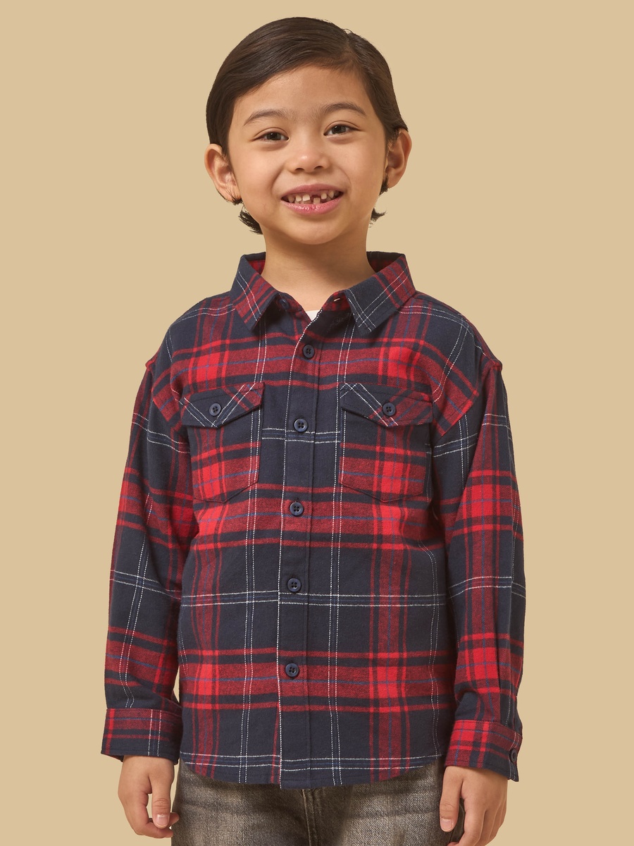 Checked Shirt and T-Shirt Set