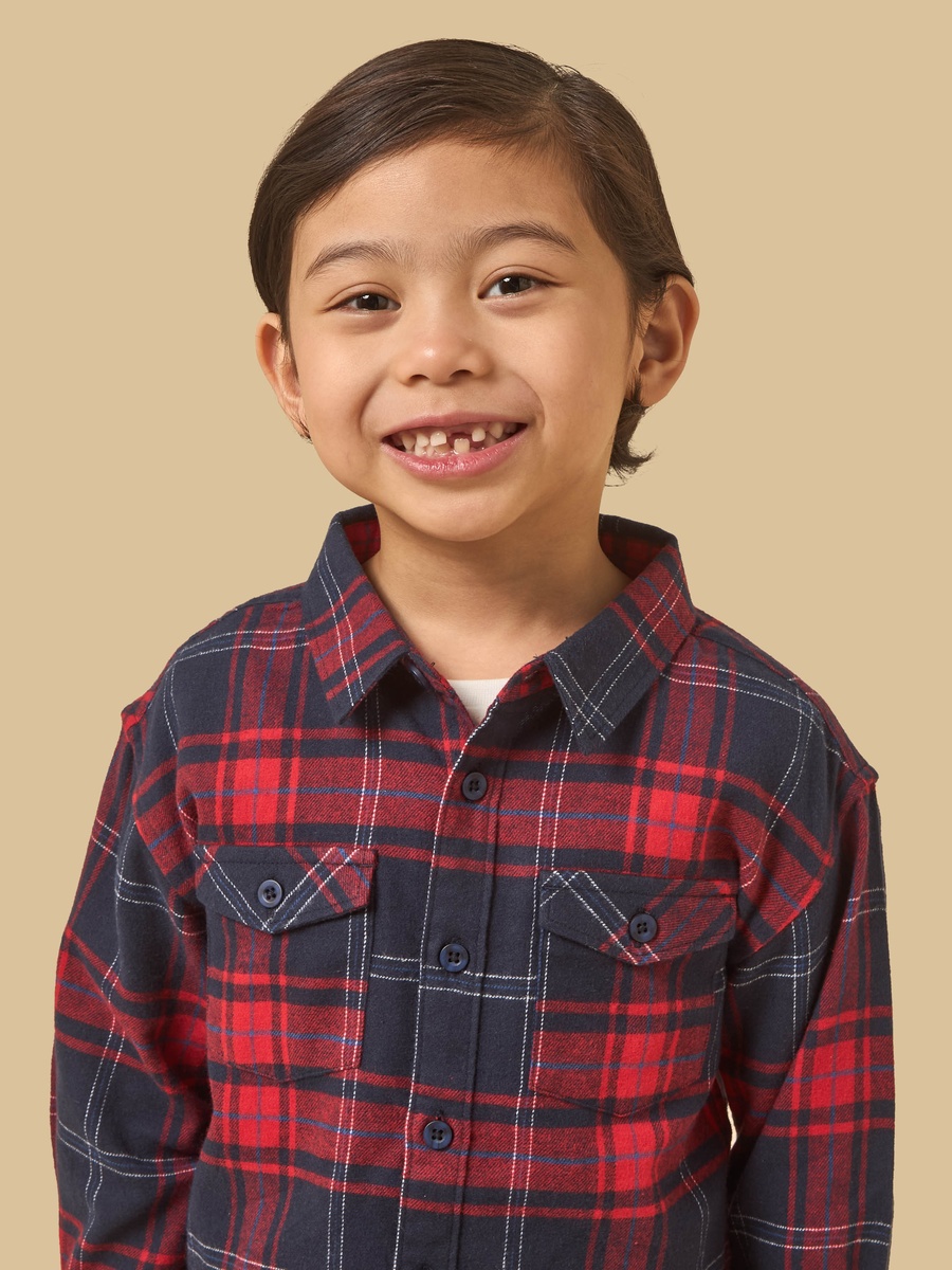 Checked Shirt and T-Shirt Set