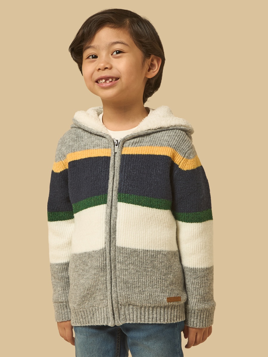 Striped Hooded Cardign