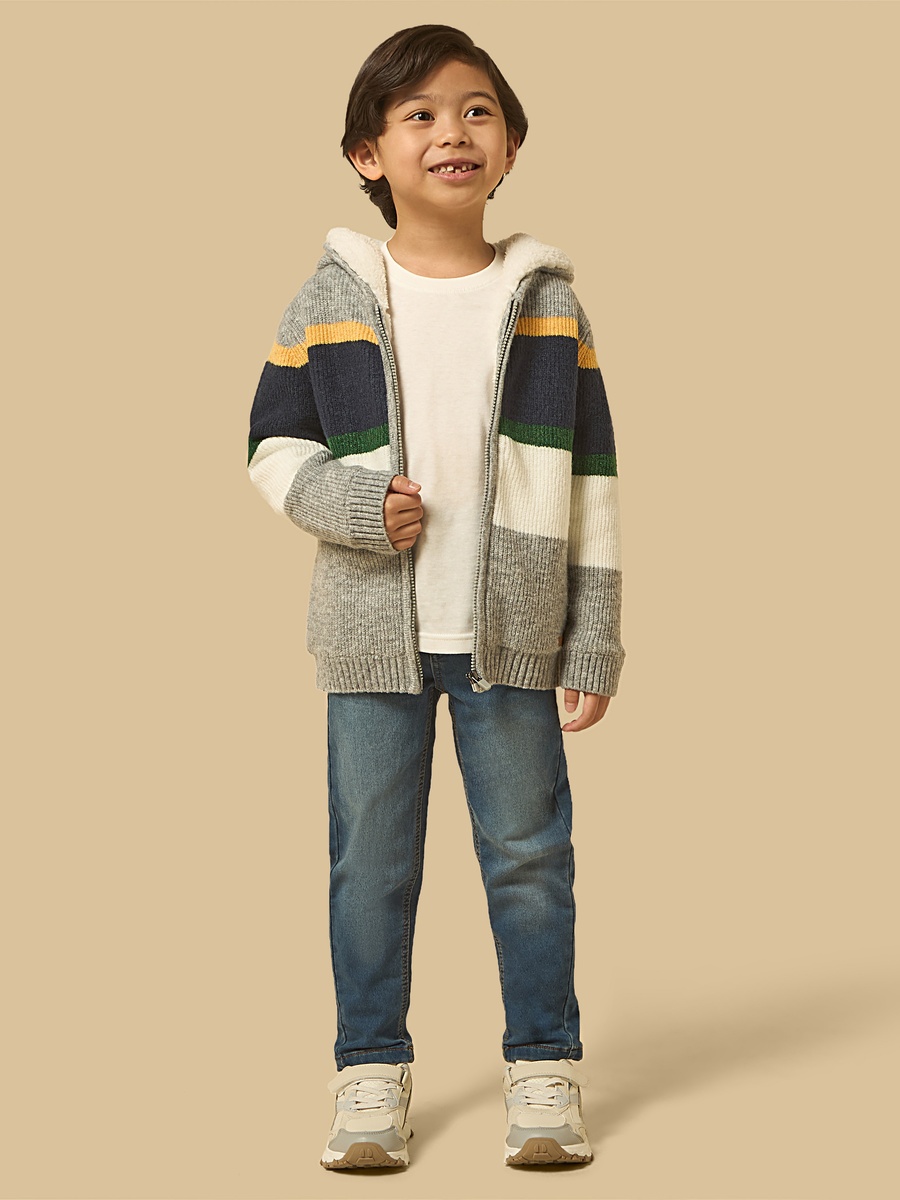 Striped Hooded Cardign