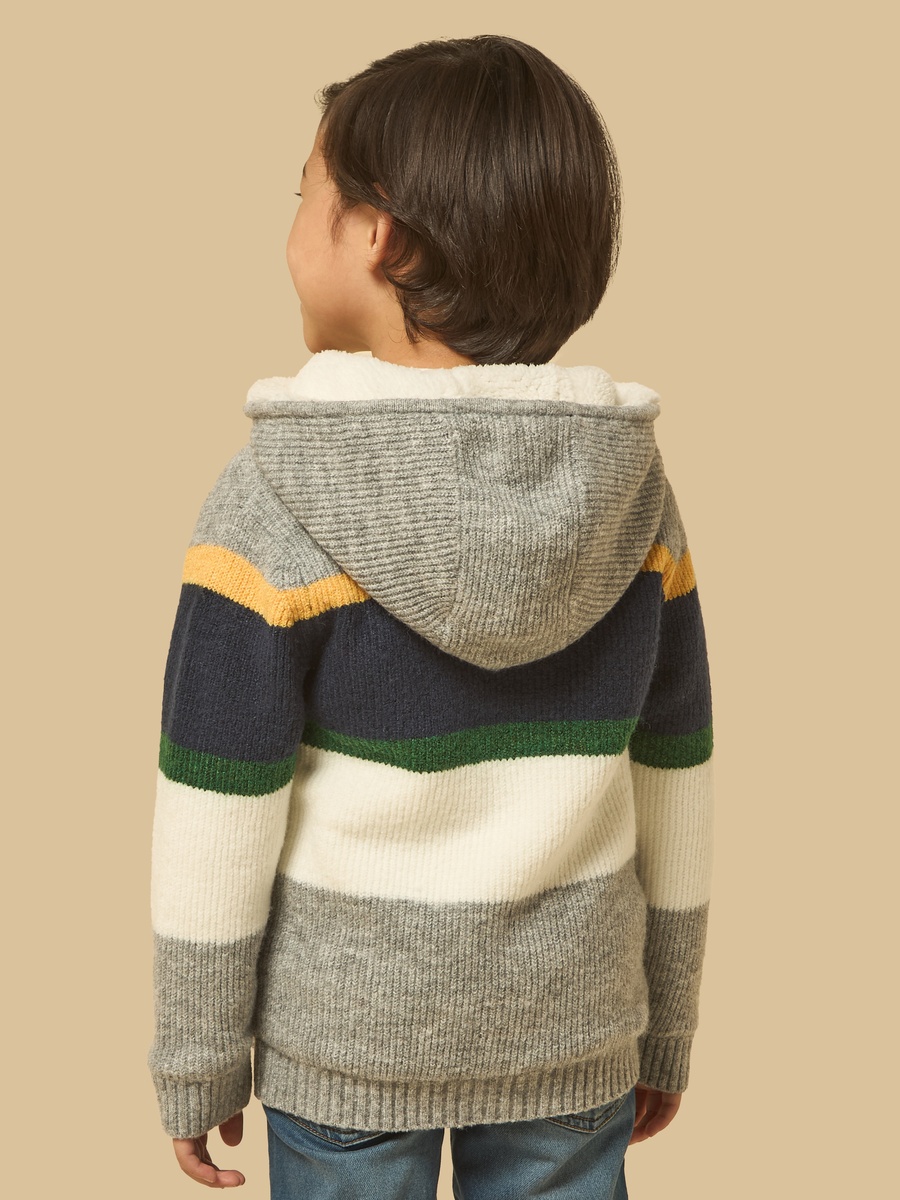 Striped Hooded Cardign