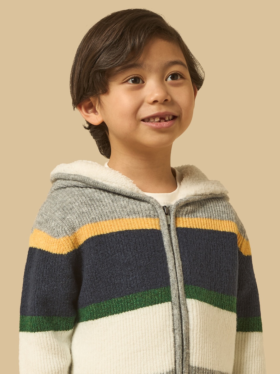 Striped Hooded Cardign