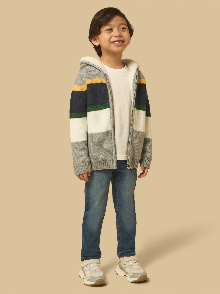 Striped Hooded Cardign