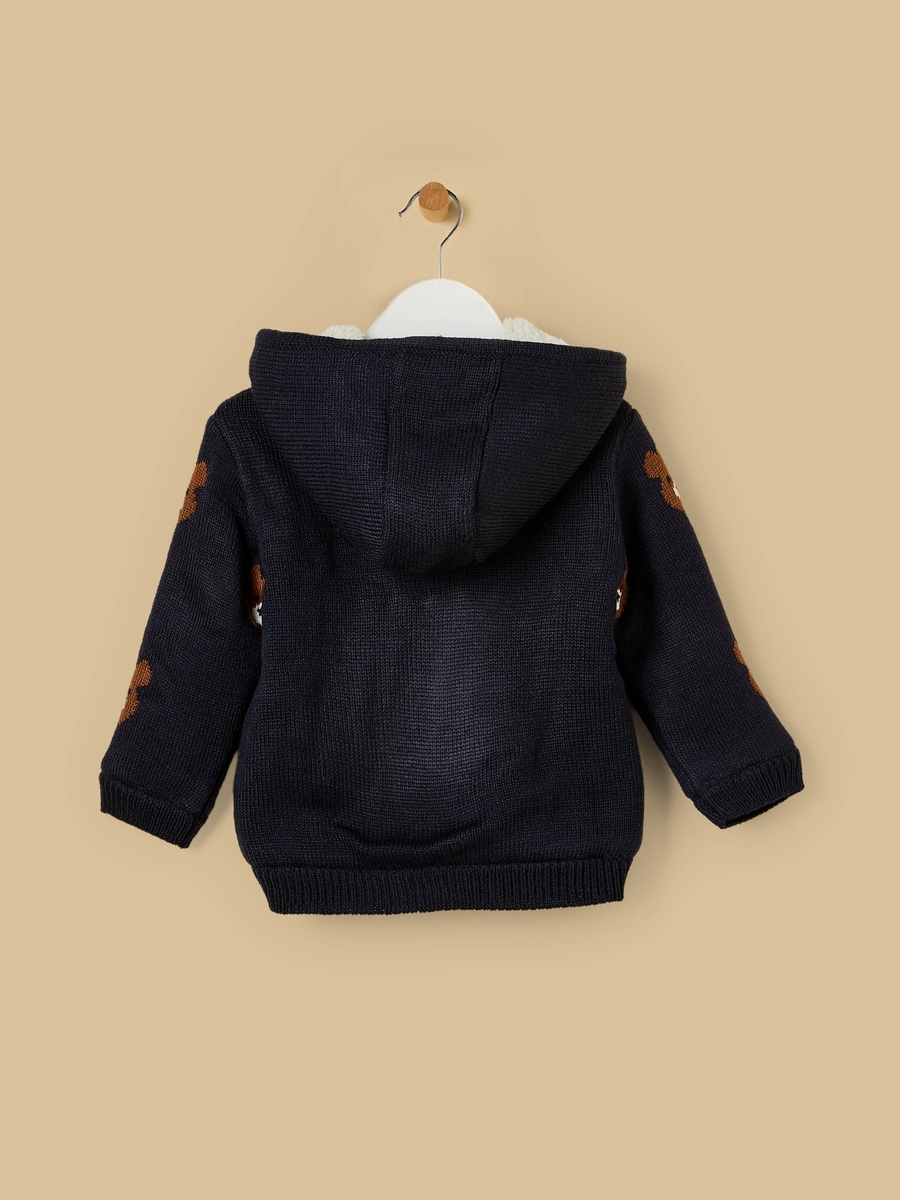 Teddy Bear Accent Hooded Cardigan