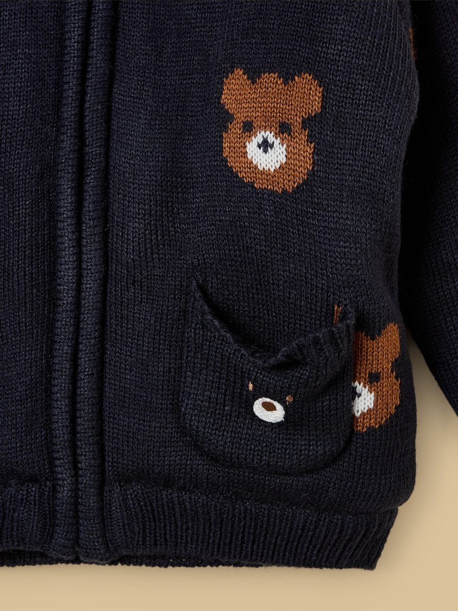 Teddy Bear Accent Hooded Cardigan