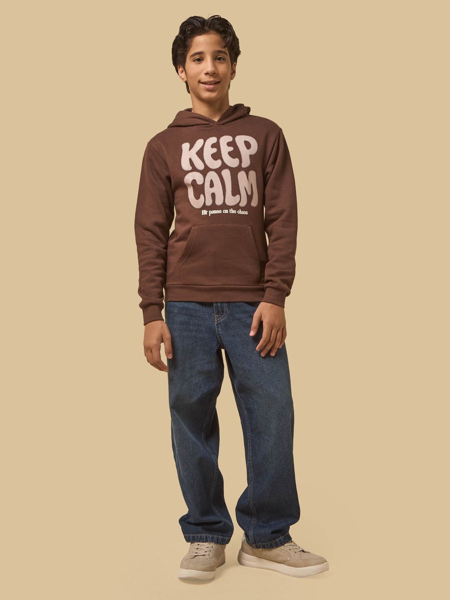 Slogan Print Hooded Sweatshirt