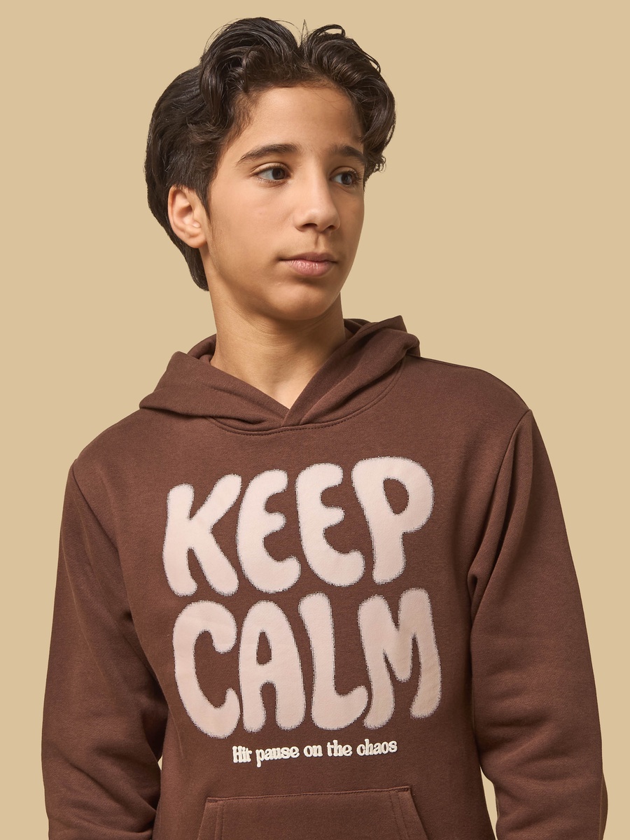 Slogan Print Hooded Sweatshirt