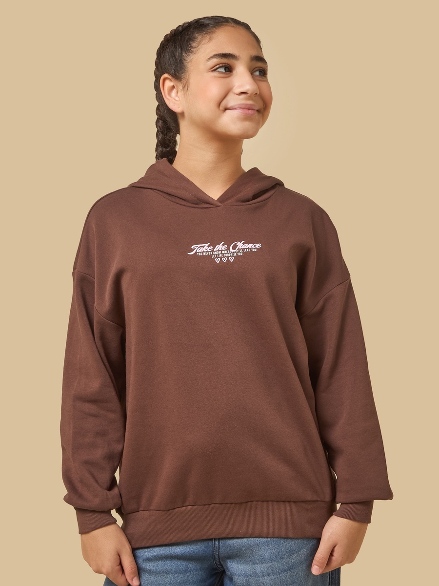 Slogan Print Oversized Hooded Sweatshirt