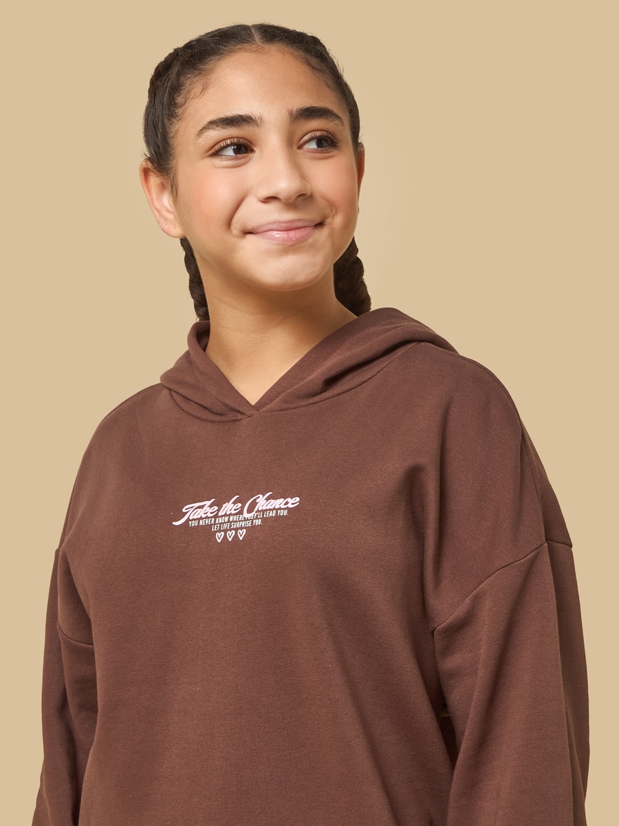 Slogan Print Oversized Hooded Sweatshirt