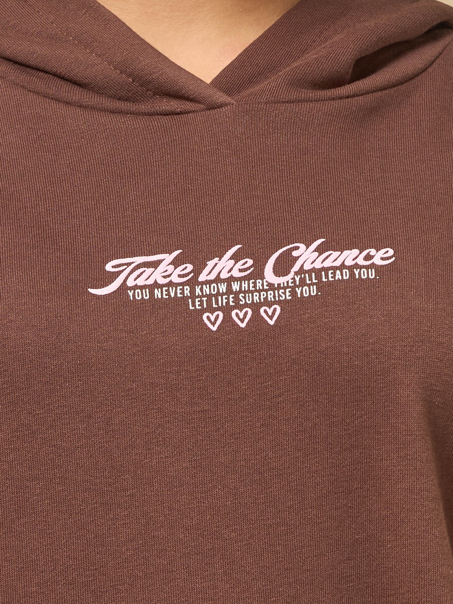 Slogan Print Oversized Hooded Sweatshirt
