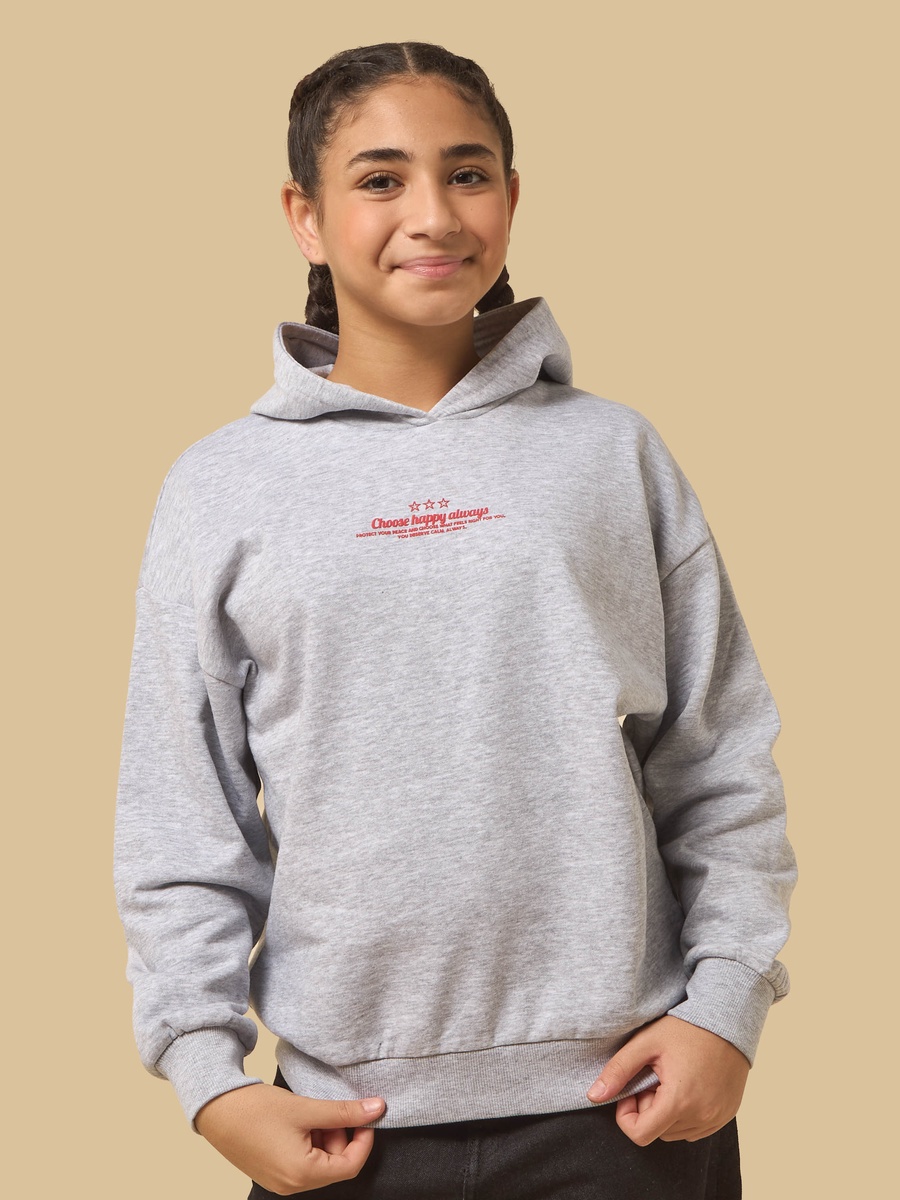 Slogan Print Oversized Hooded Sweatshirt