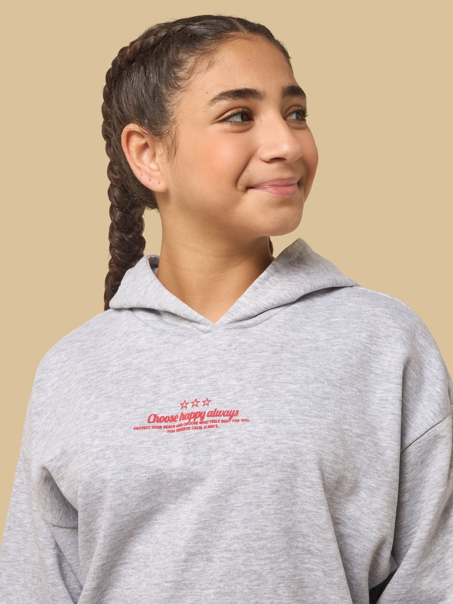 Slogan Print Oversized Hooded Sweatshirt