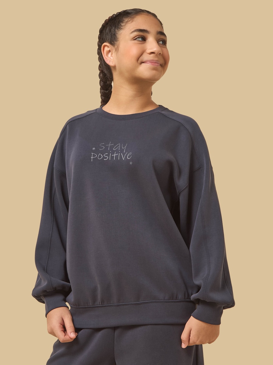 Slogan Print Modal Oversized Sweatshirt
