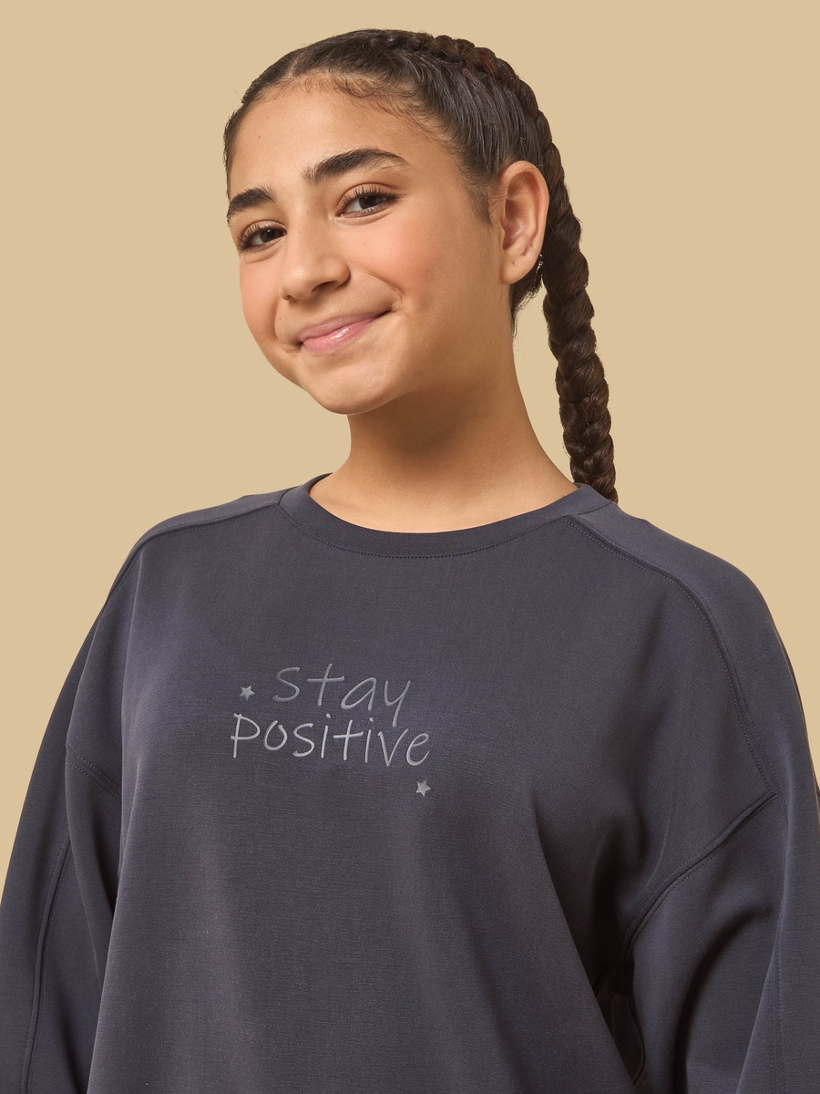 Slogan Print Modal Oversized Sweatshirt