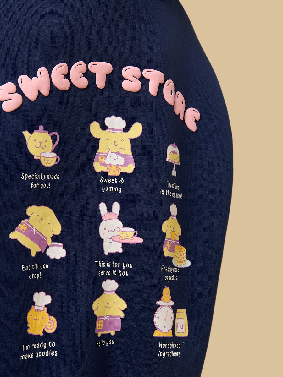 Pompompurin Print Oversized Hooded Sweatshirt
