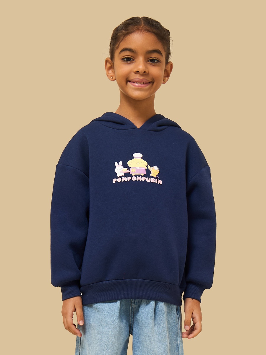 Pompompurin Print Oversized Hooded Sweatshirt