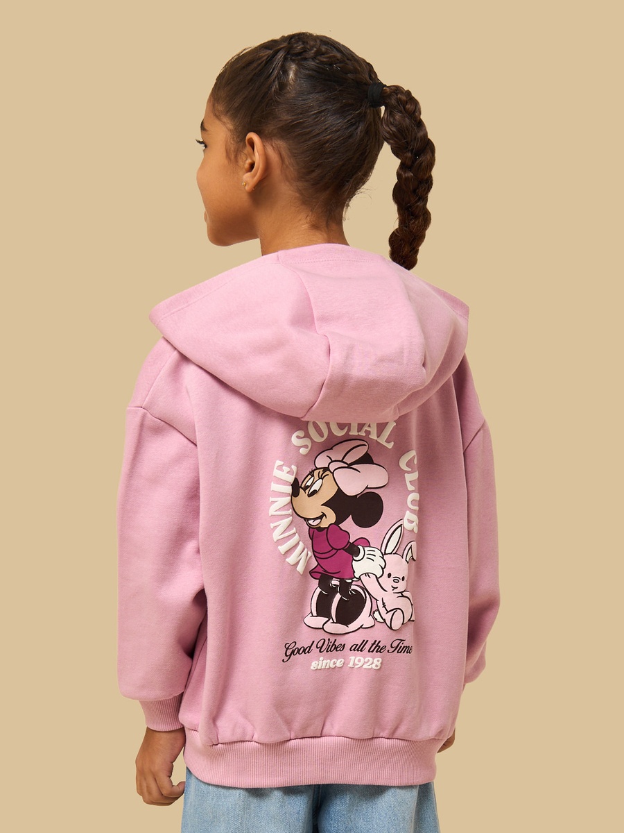 Minnie Mouse Print Oversized Hooded Sweatshirt