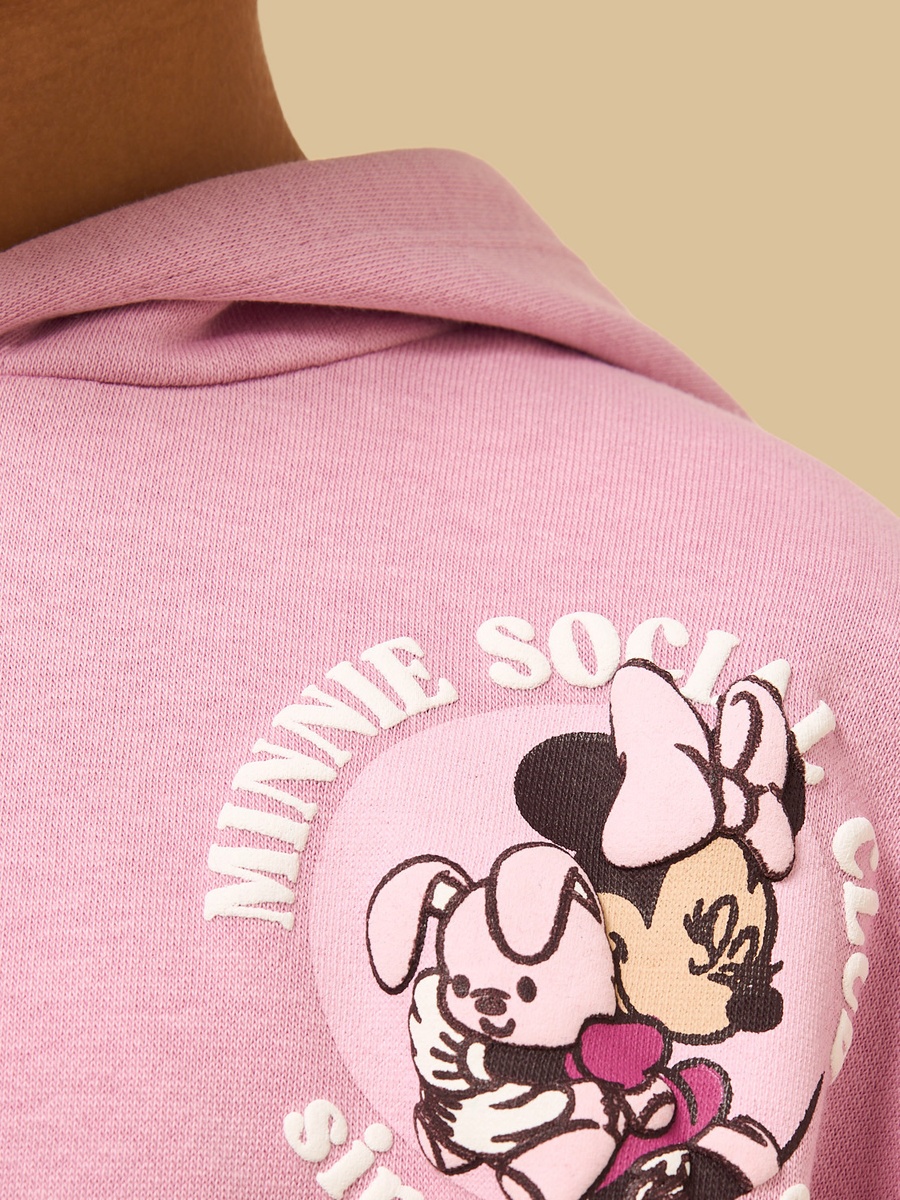 Minnie Mouse Print Oversized Hooded Sweatshirt
