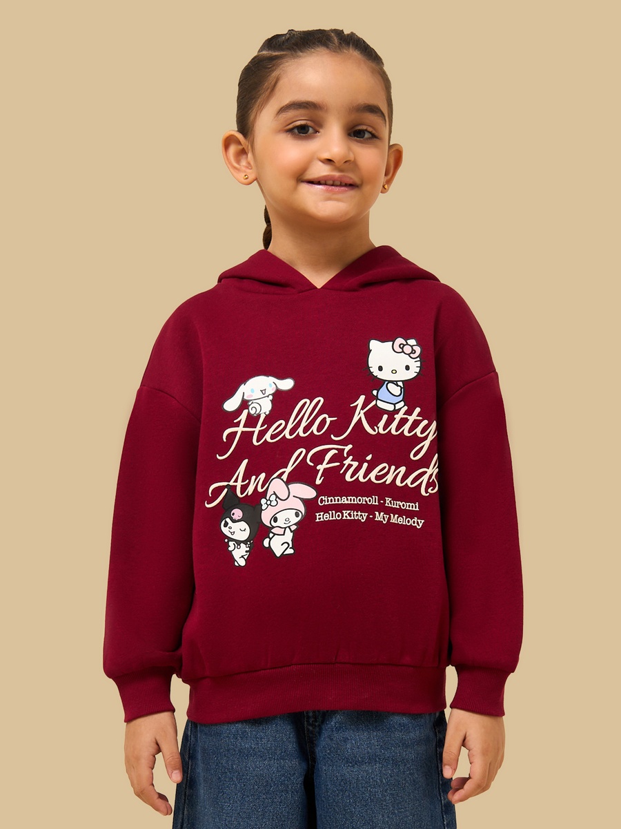 Hello Kitty and Friends Print Oversized Sweatshirt with Hood