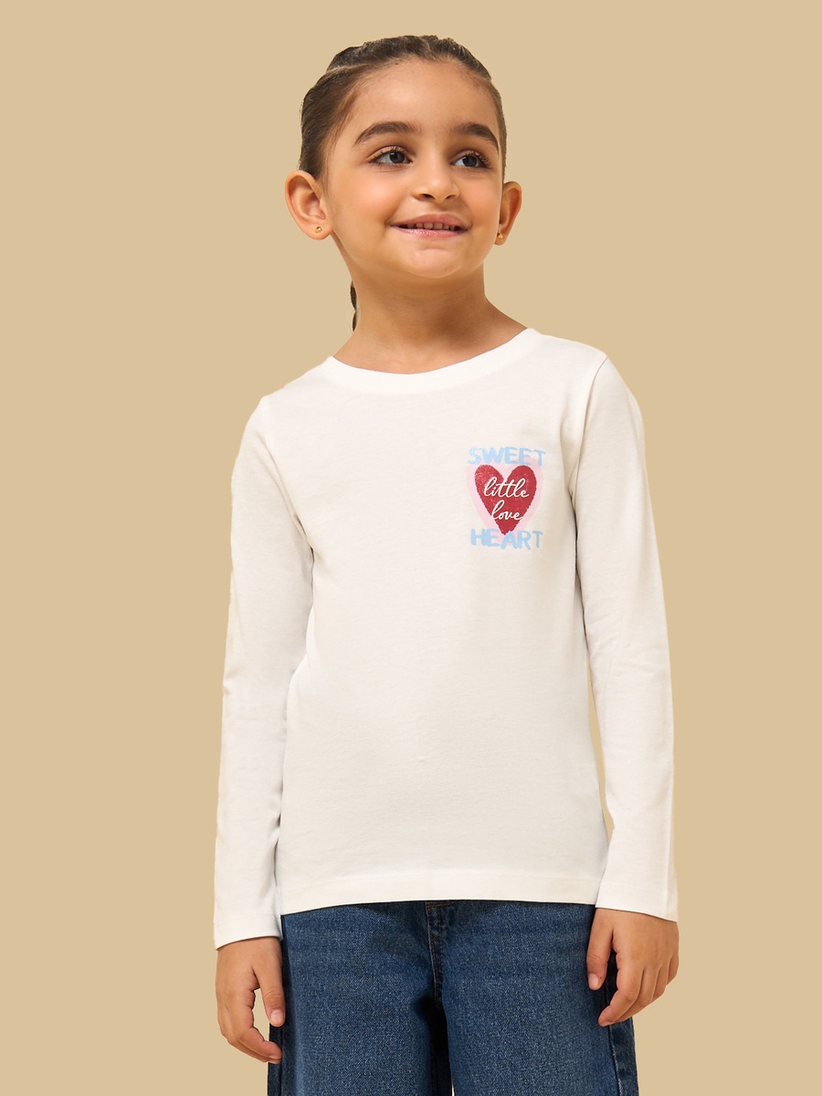 Heart Print Cotton T-Shirt