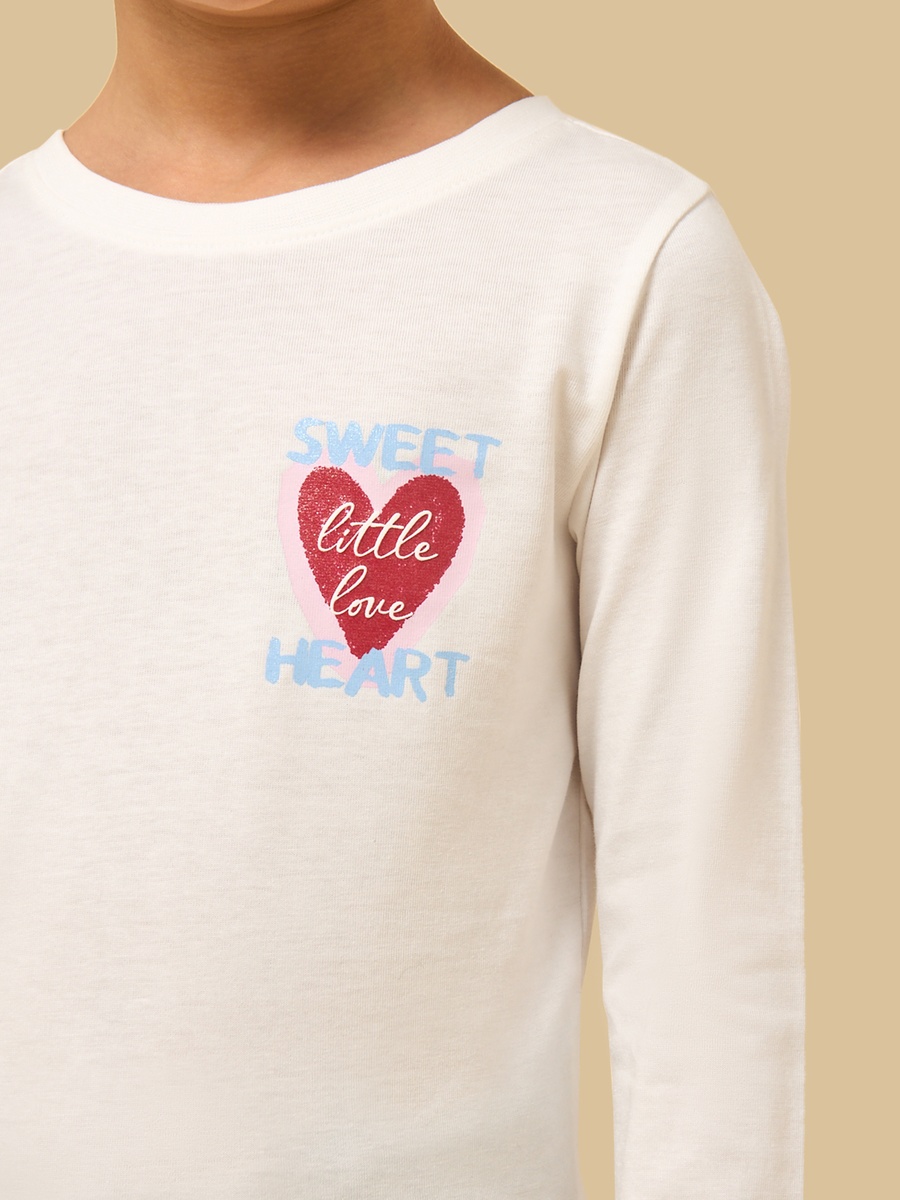 Heart Print Cotton T-Shirt