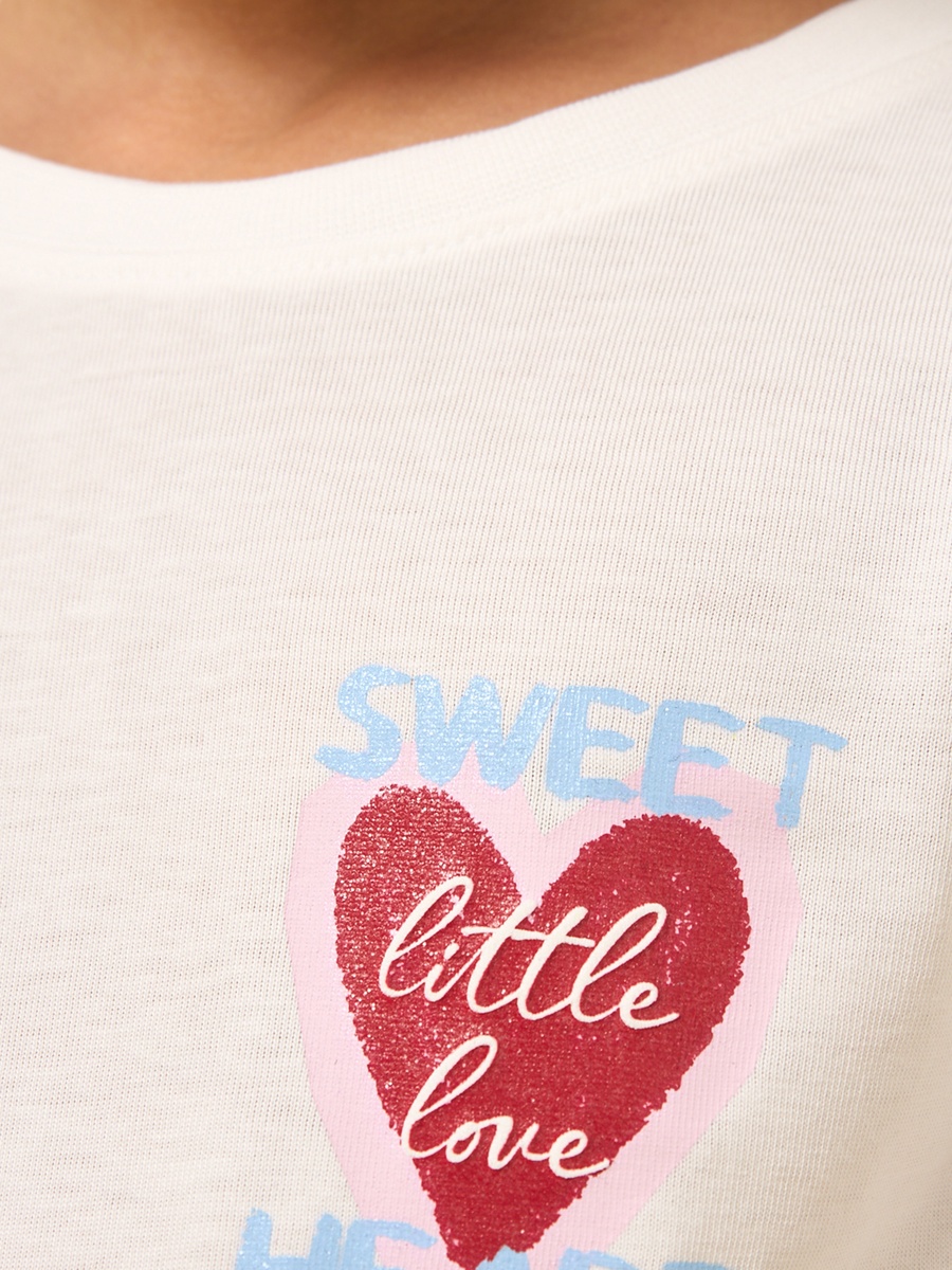 Heart Print Cotton T-Shirt